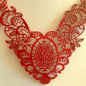 Red Floral Statement Necklace